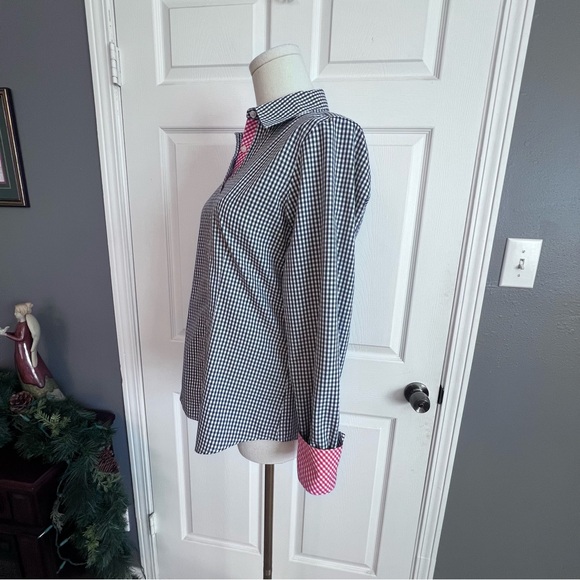 Brooks Brothers Blue and White Checkered Shirt‎ w/Pink Accents Preppy Women’s 8P - Picture 4 of 10